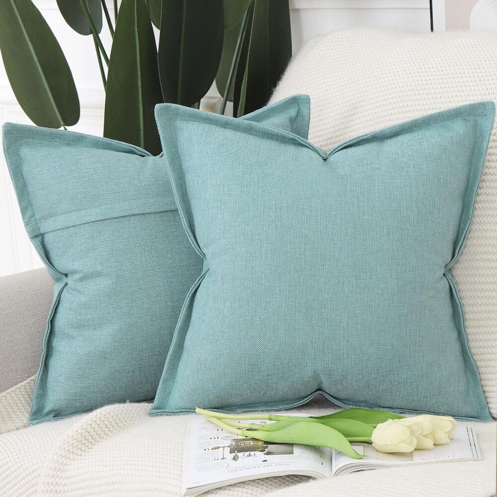 1536 Set of 2 Linen Throw Pillow Covers with Broad Edge Soft Boho